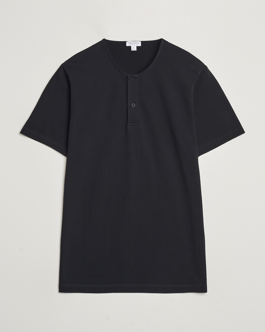 Herren | T-Shirts | Sunspel | Riviera Henley Black