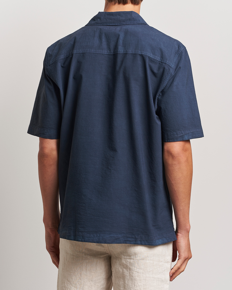 Herren | Hemden | Sunspel | Lightweight Seersucker Shirt Navy
