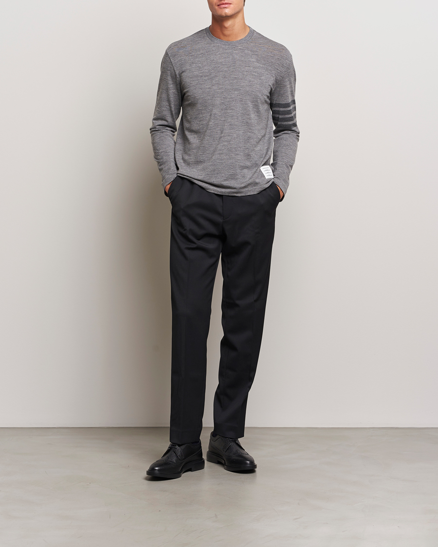 Herren | T-Shirts | Thom Browne | Long Sleeve Wool Jersey T-Shirt Medium Grey