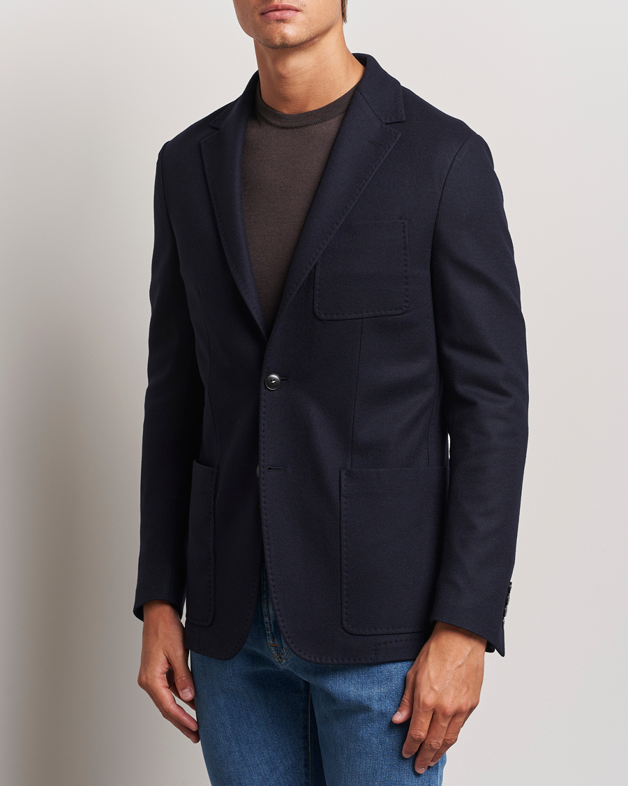Herren | Sakkos | Canali | Soft Wool Jersey Blazer Navy