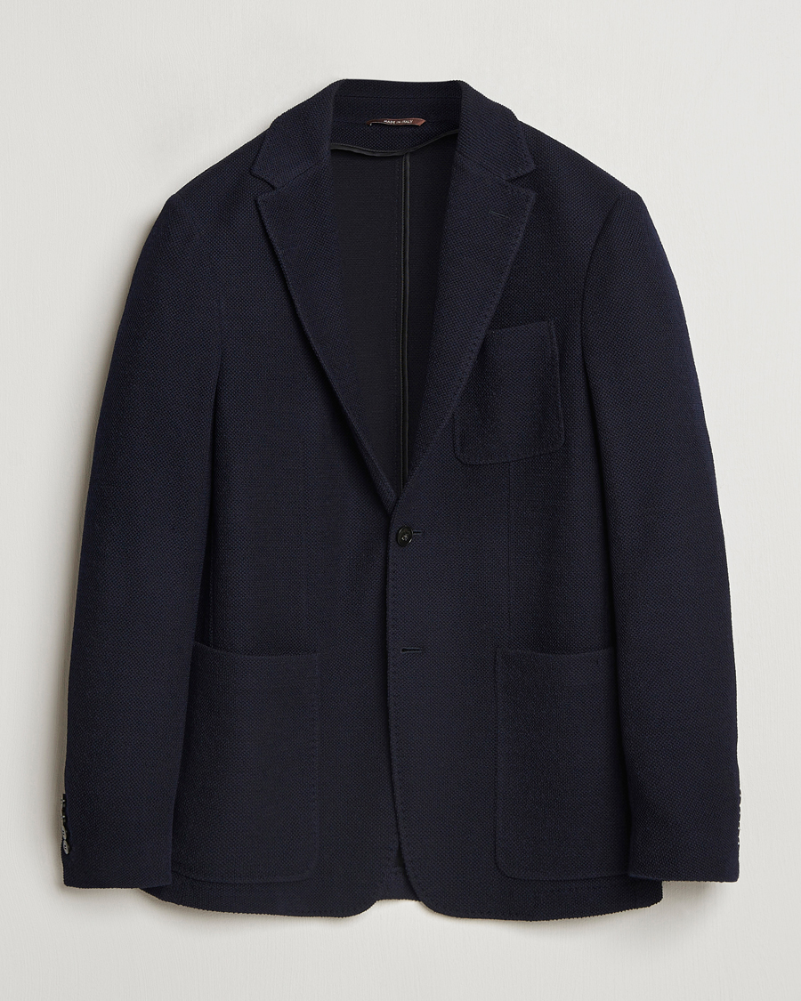 Herren | Sakkos | Canali | Structured Wool Jersey Blazer Navy