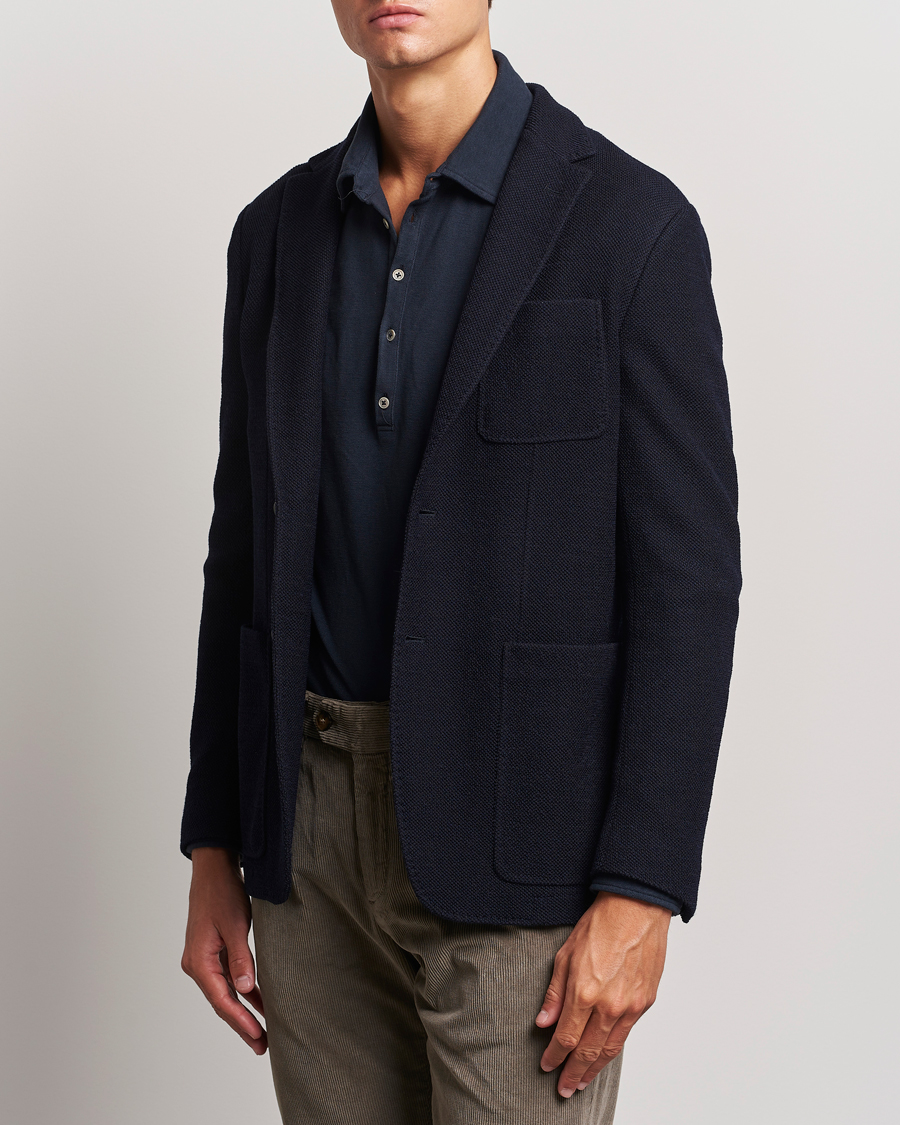 Herren | Sakkos | Canali | Structured Wool Jersey Blazer Navy