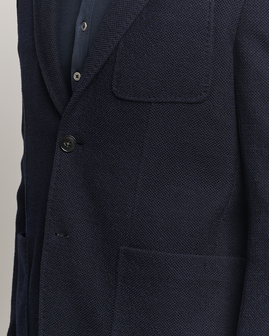 Herren | Sakkos | Canali | Structured Wool Jersey Blazer Navy