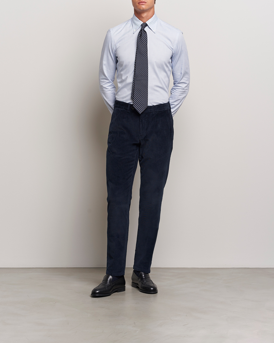 Herren | Hosen | Canali | Slim Fit Corduroy Trousers Navy