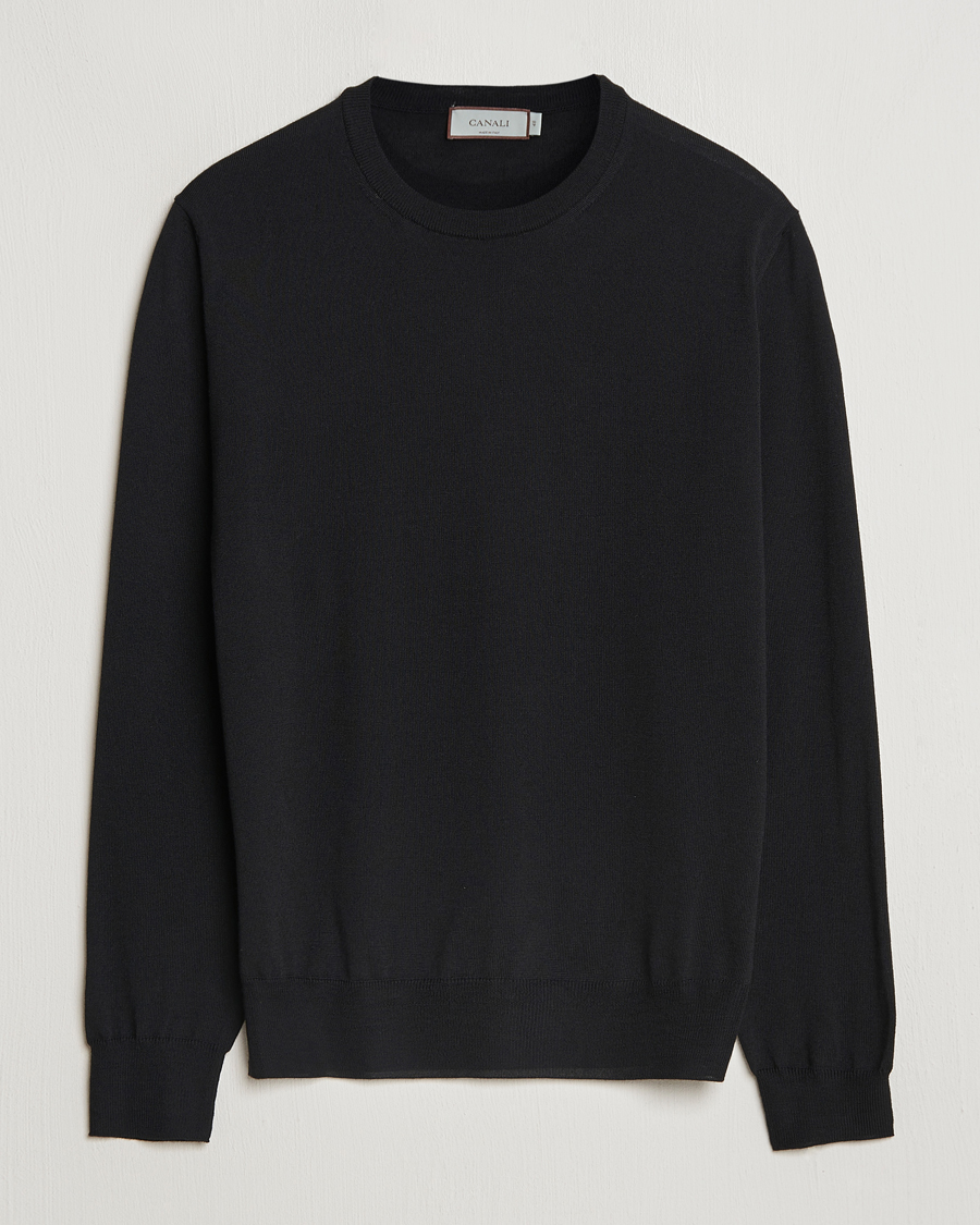 Herren | Pullover | Canali | Merino Wool Crew Neck Black