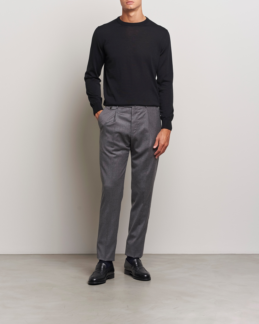 Herren | Pullover | Canali | Merino Wool Crew Neck Black