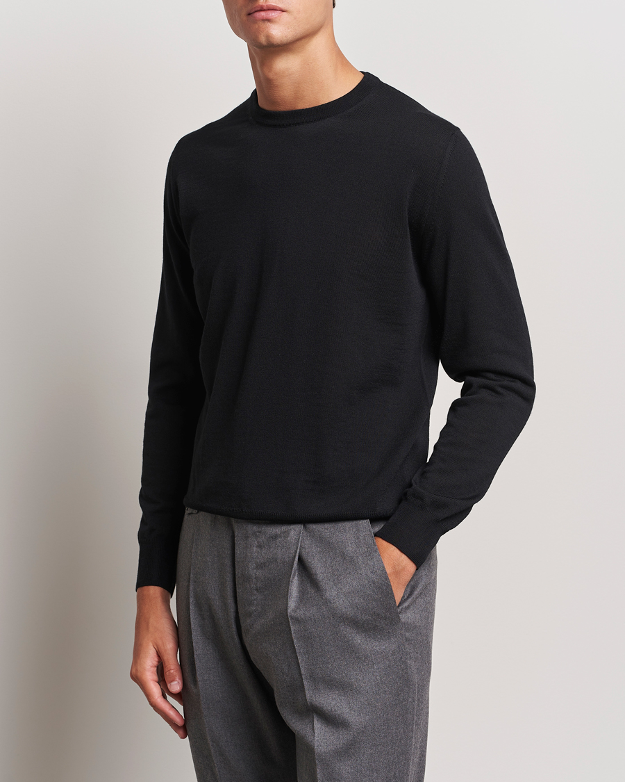 Herren | Pullover | Canali | Merino Wool Crew Neck Black