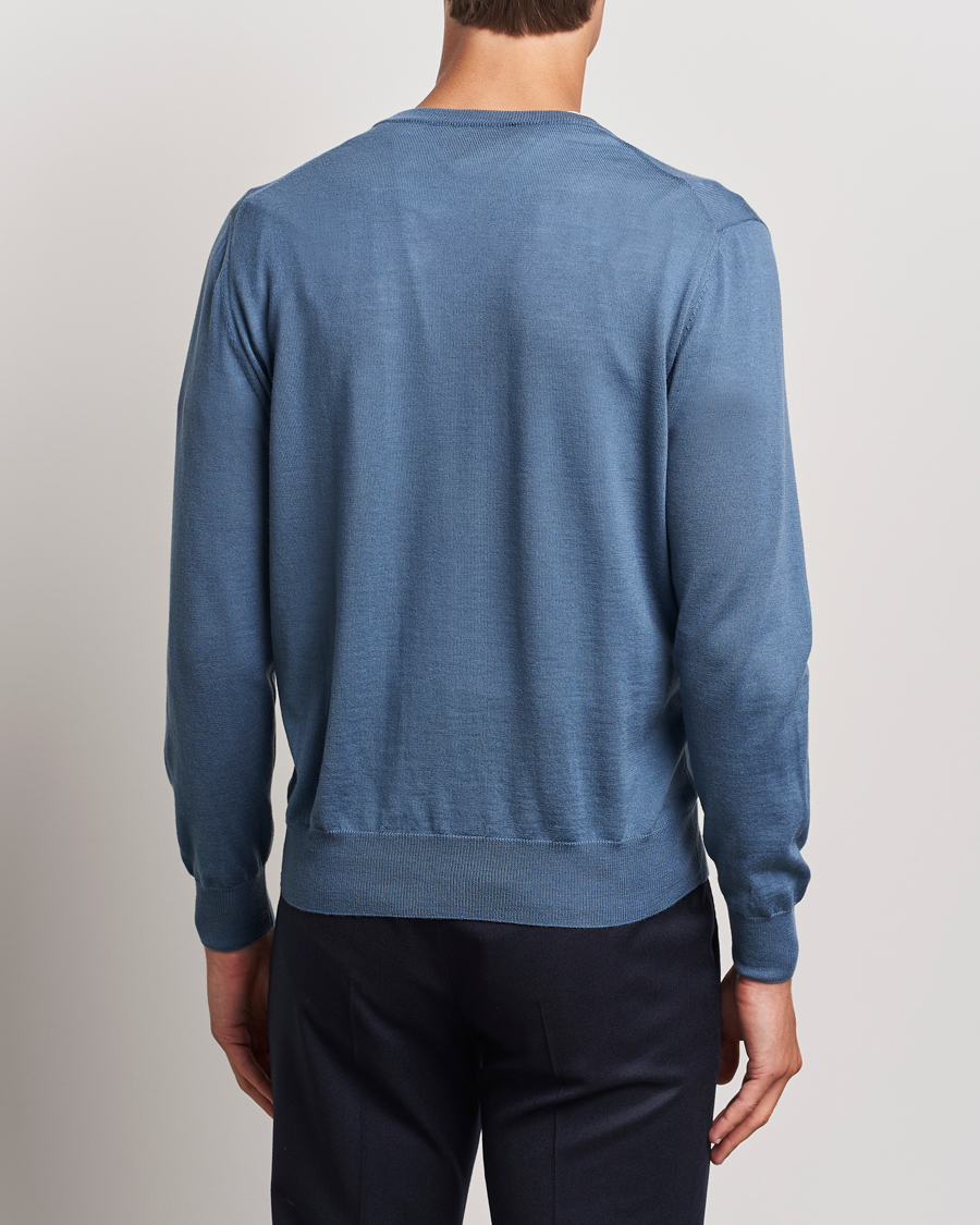 Herren | Pullover | Canali | Merino Wool V-Neck Light Blue