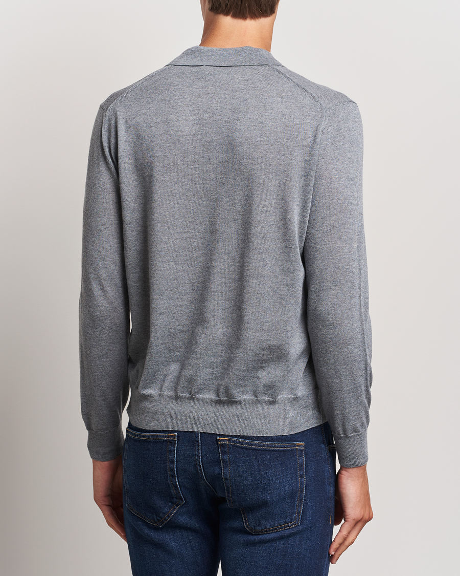 Herren | Pullover | Canali | Merino Wool Knitted Polo Light Grey