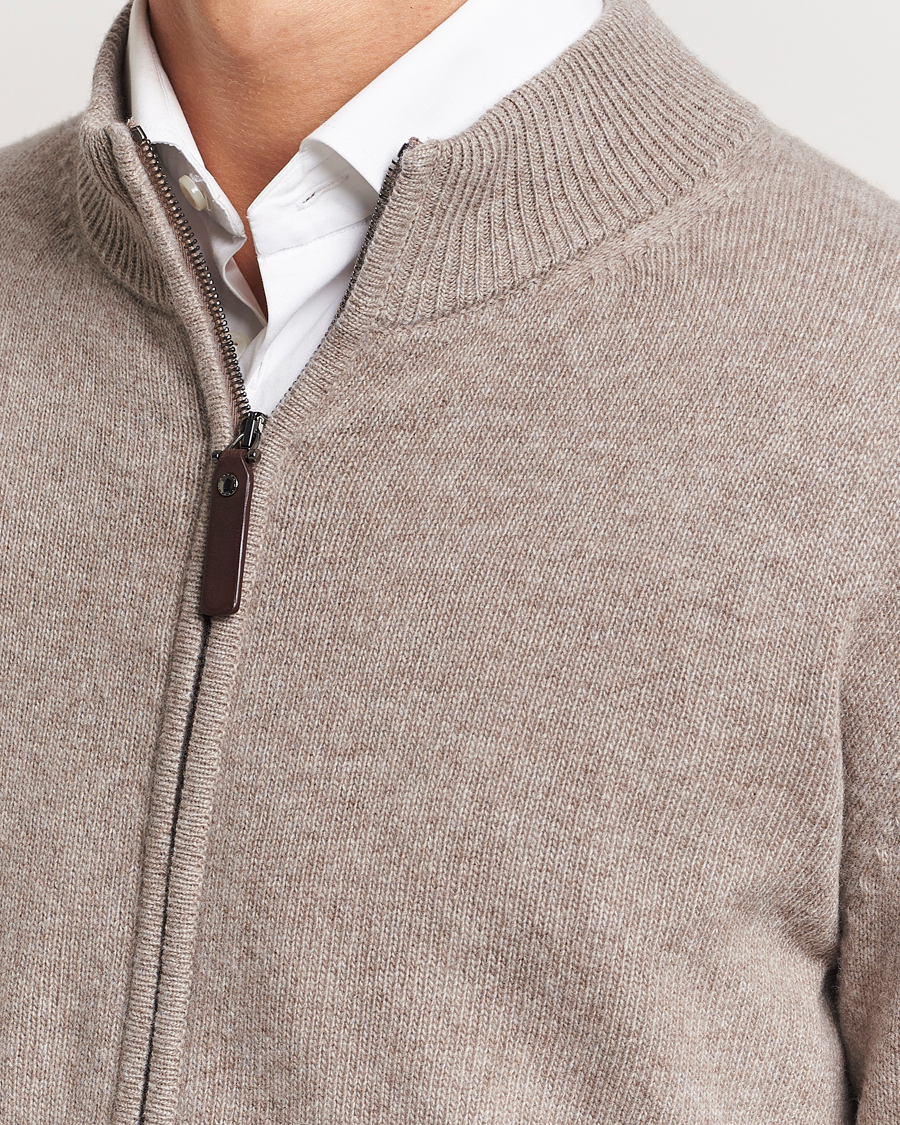 Herren | Pullover | Canali | Wool/Cashmere Full Zip Sweater Beige