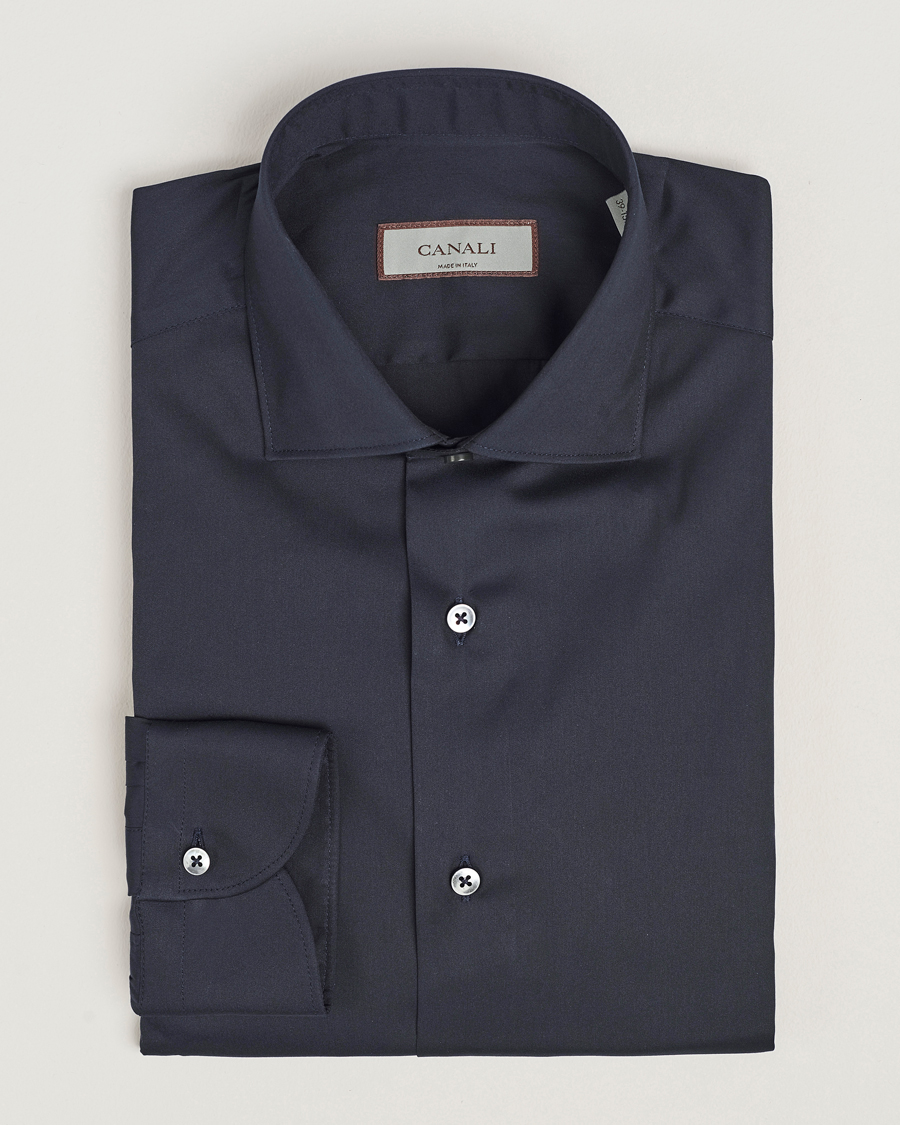 Herren | Hemden | Canali | Slim Fit Cotton/Stretch Shirt Navy