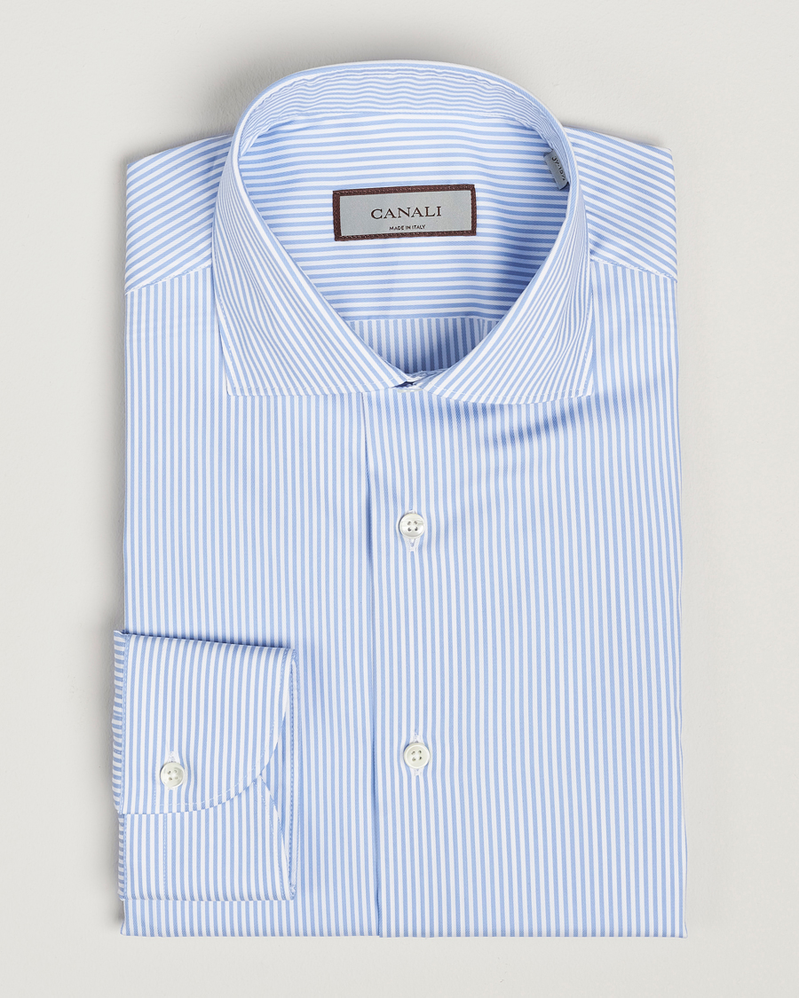 Herren | Hemden | Canali | Slim Fit Cotton/Stretch Shirt Light Blue Stripe
