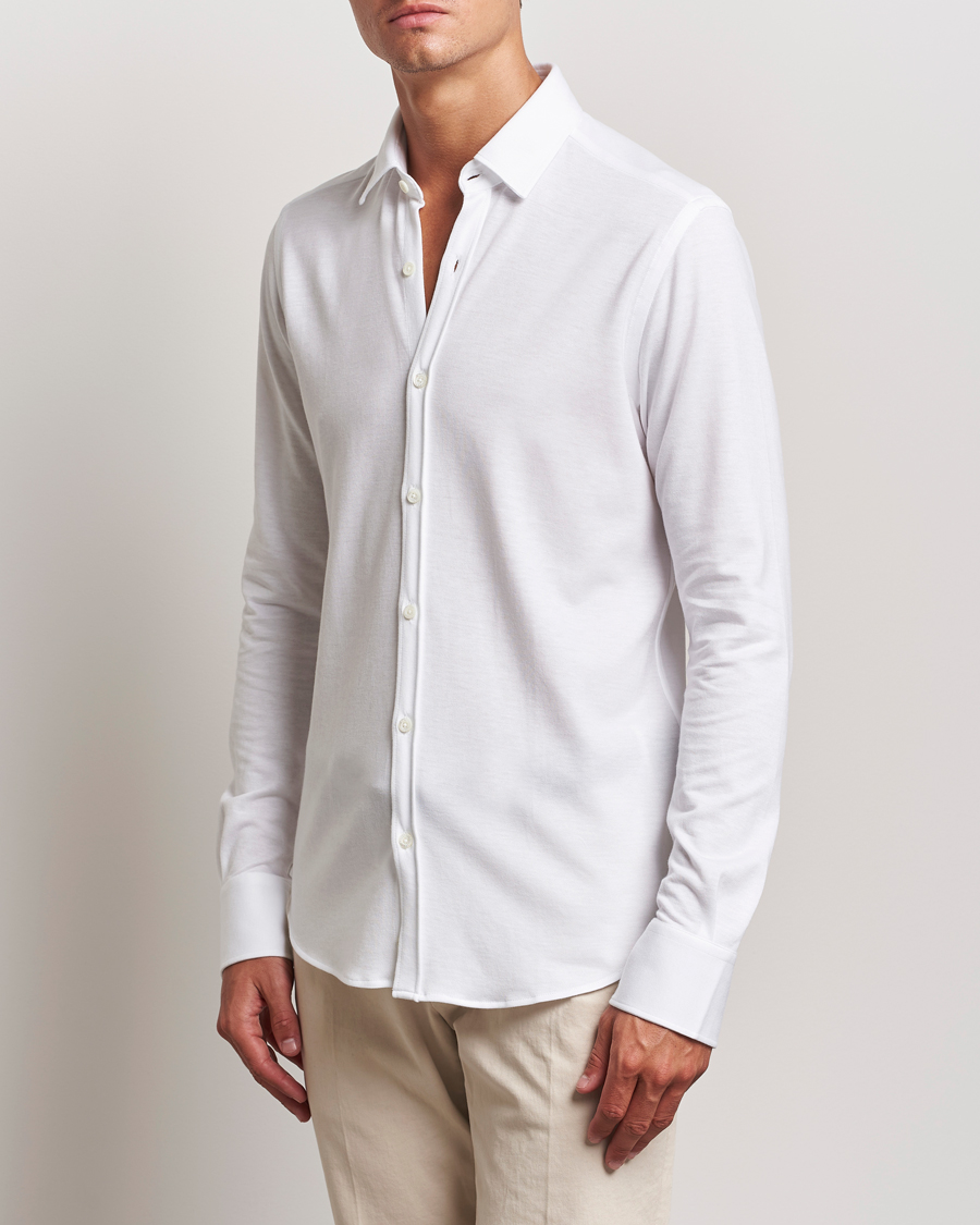Herren | Hemden | Canali | Slim Fit Stretch Piquet Shirt White