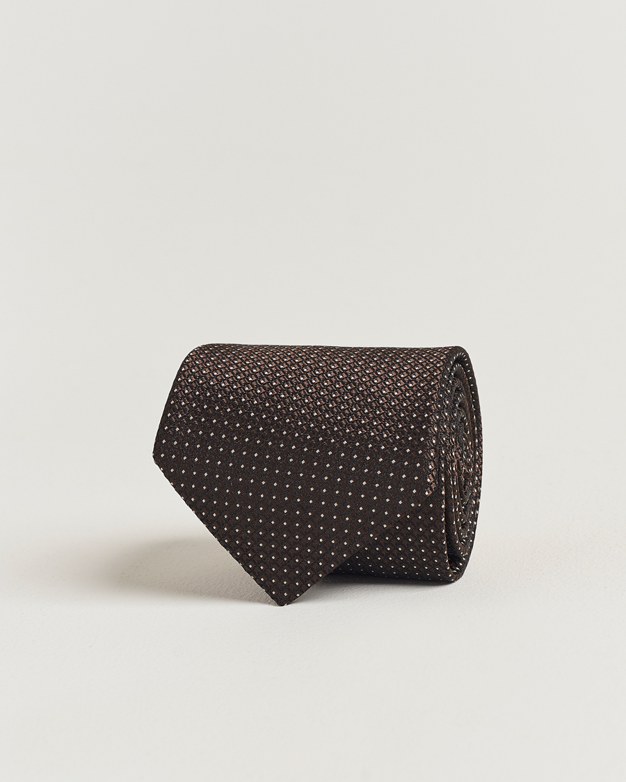 Herren | Canali Micro Dot Silk Tie Brown | Canali | Micro Dot Silk Tie Brown