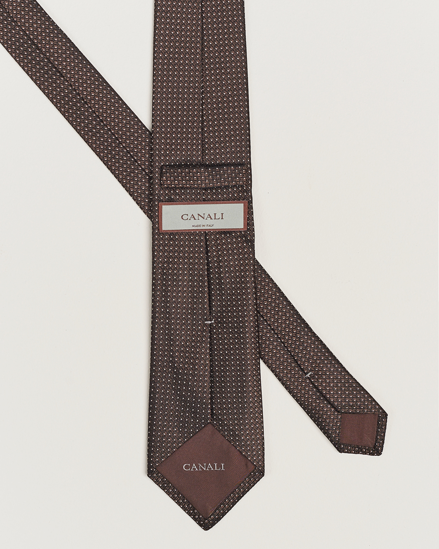 Herren | Canali Micro Dot Silk Tie Brown | Canali | Micro Dot Silk Tie Brown