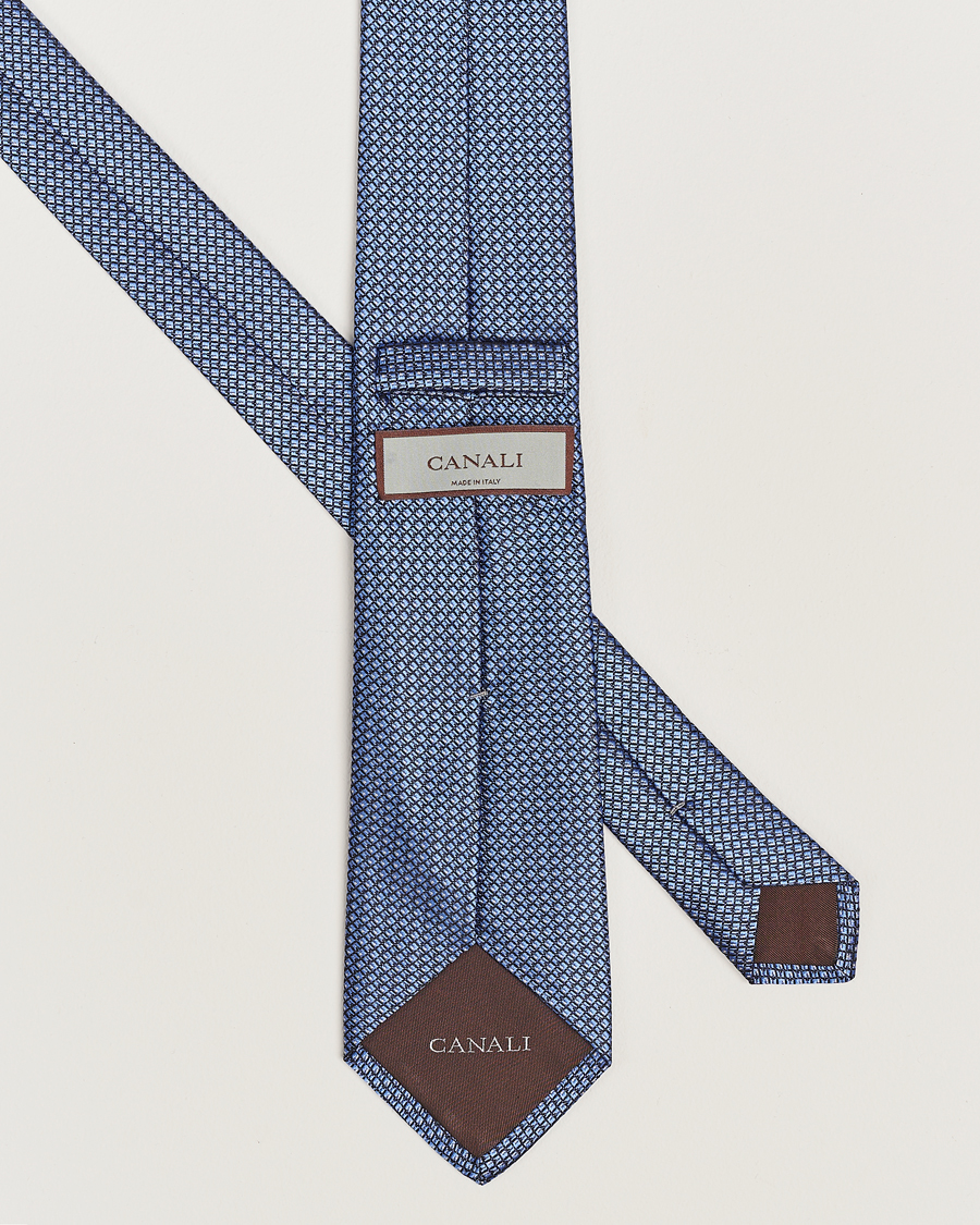 Herren | Canali Micro Dot Silk Tie Light Blue | Canali | Micro Dot Silk Tie Light Blue