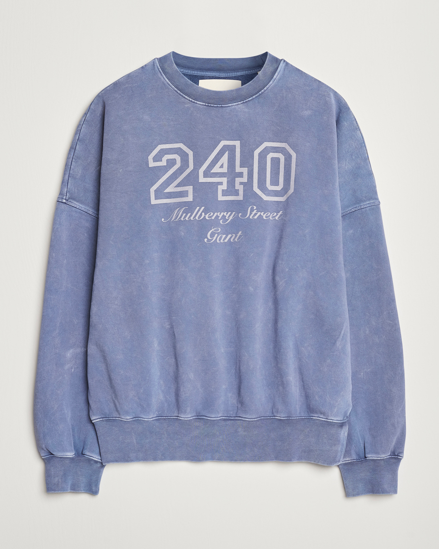 Herren | Pullover | GANT 240 Mulberry Street | Vintage Washed Crew Neck Sweatshirt Dusty Blue Sea