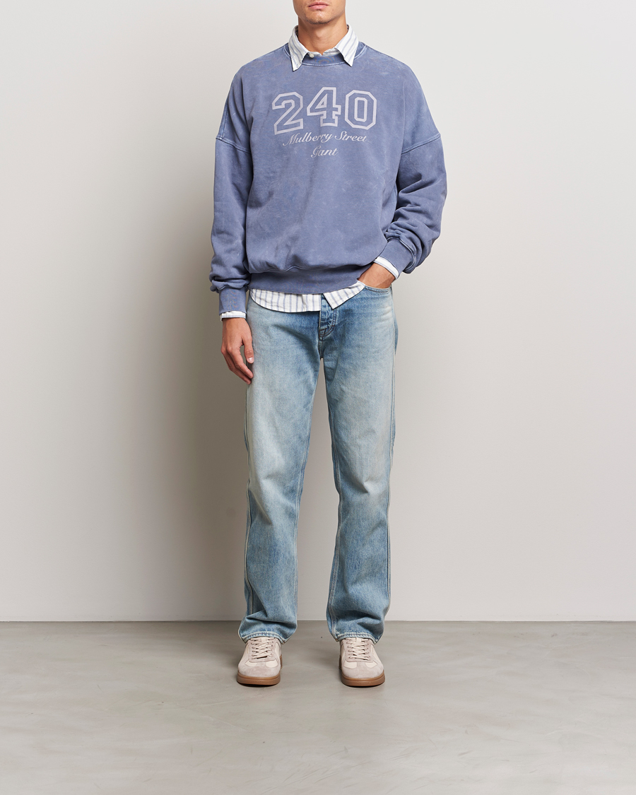 Herren | Pullover | GANT 240 Mulberry Street | Vintage Washed Crew Neck Sweatshirt Dusty Blue Sea