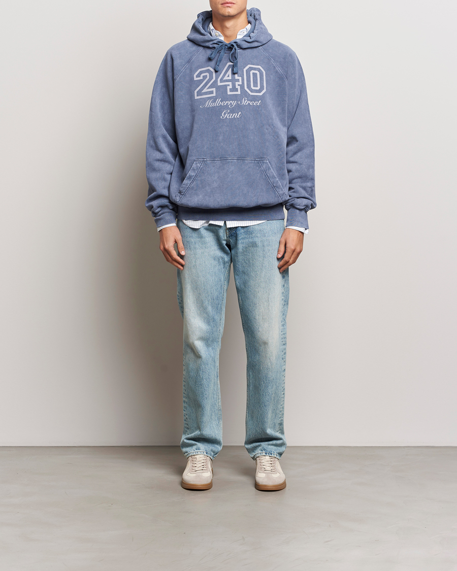 Herren | Pullover | GANT 240 Mulberry Street | Vintage Washed Hoodie Dusty Blue Sea