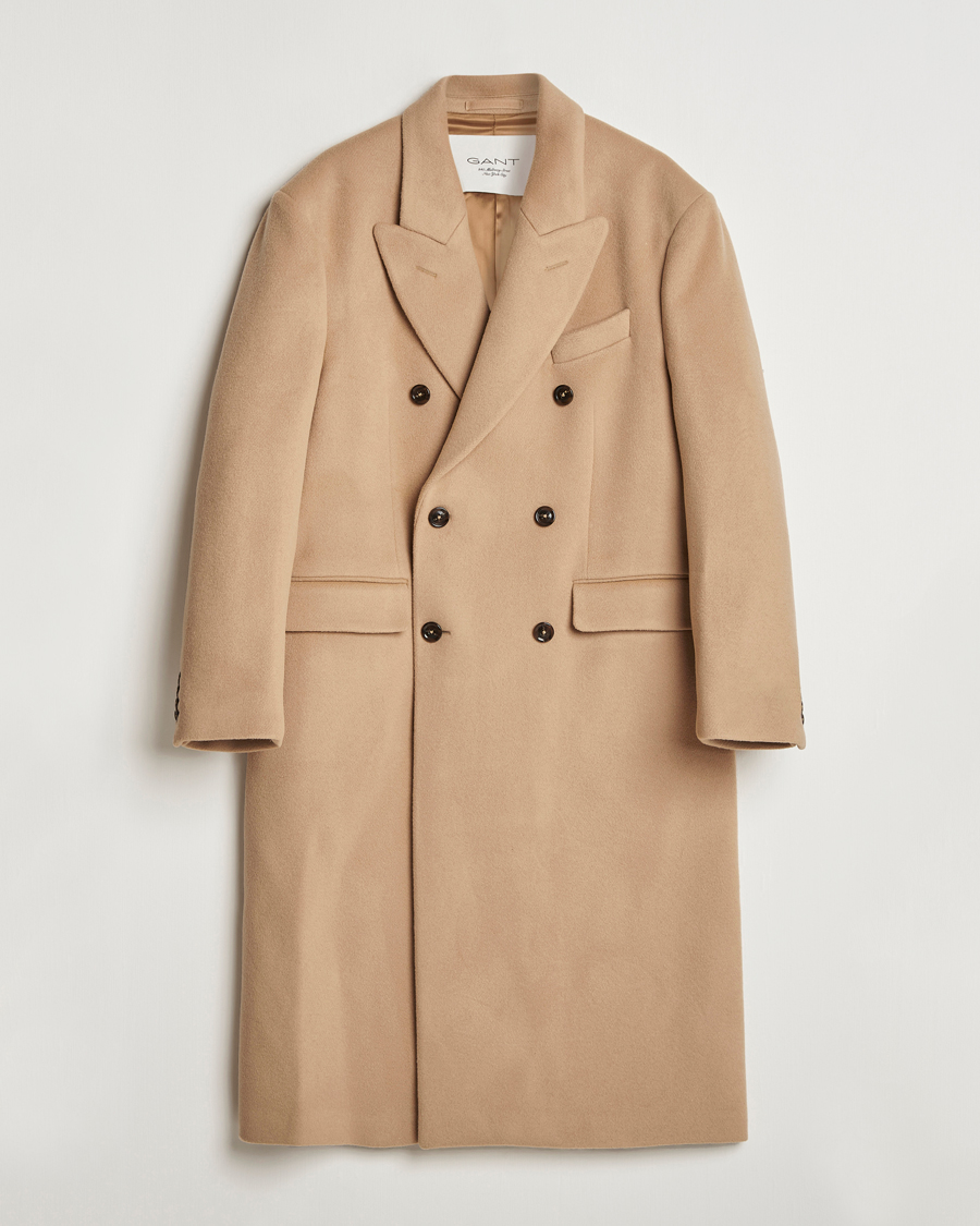Herren | Jacken | GANT 240 Mulberry Street | Double Breasted Wool Coat Mustard Beige
