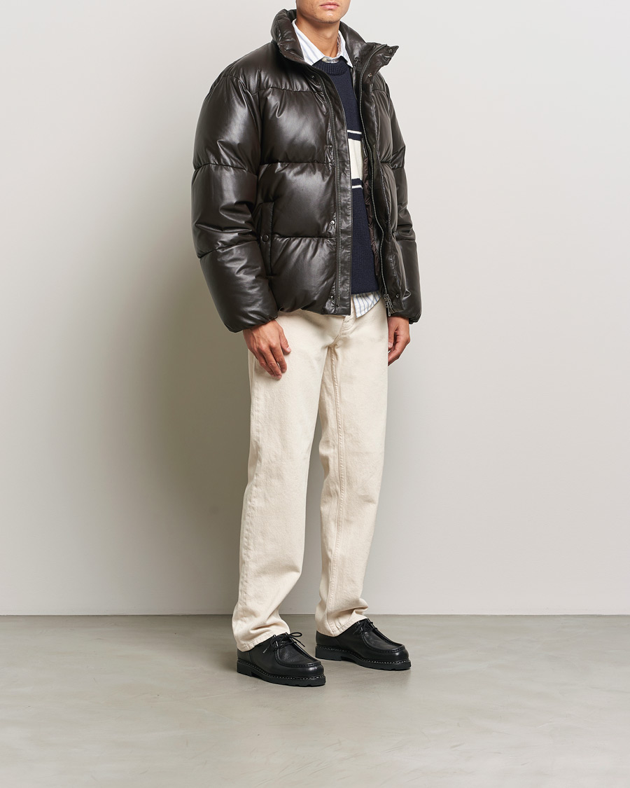 Herren | Jacken | GANT 240 Mulberry Street | Leather Down Puffer Jacket Deep Brown