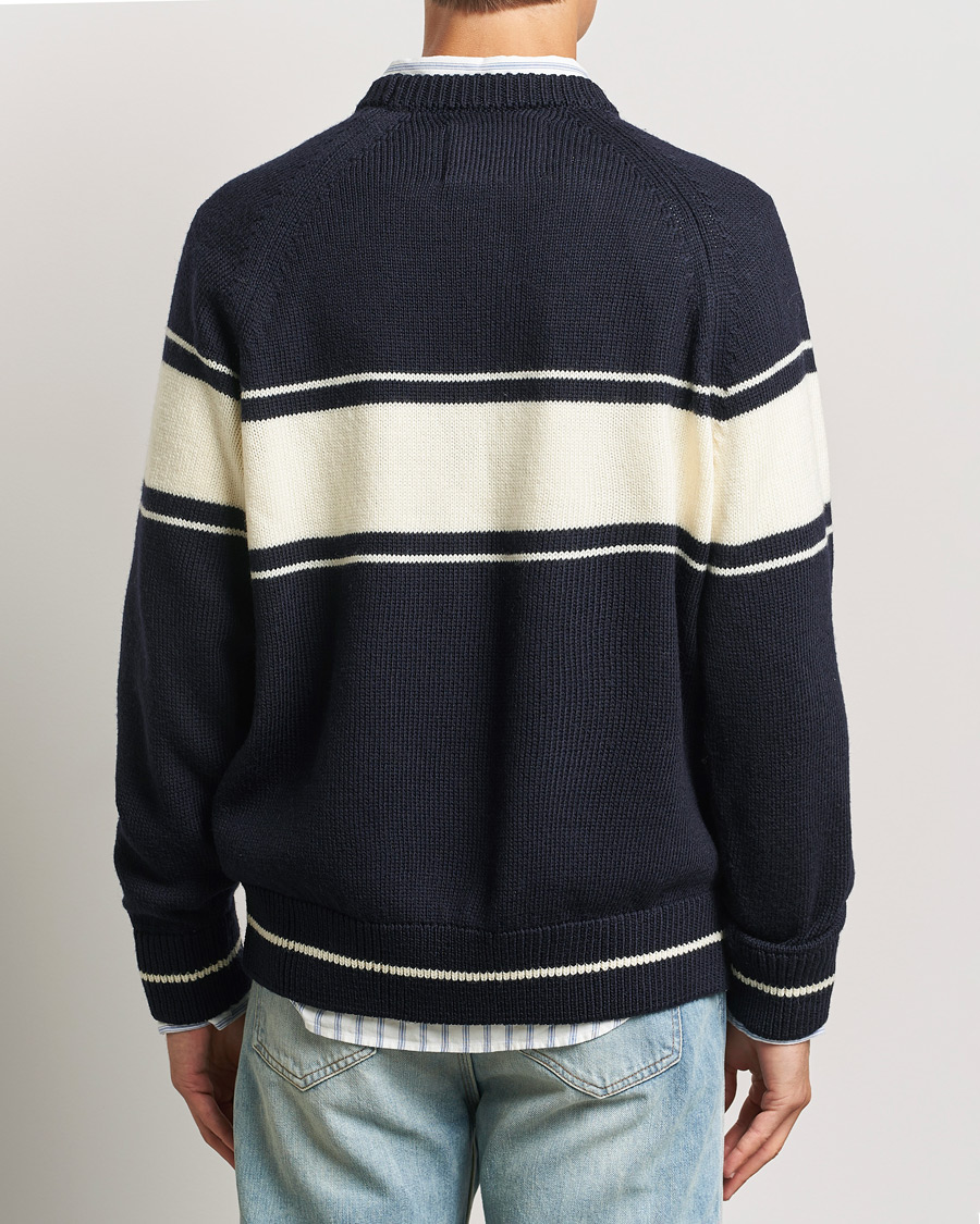 Herren | Pullover | GANT 240 Mulberry Street | Striped Wool Knitted Crew Neck Classic Blue