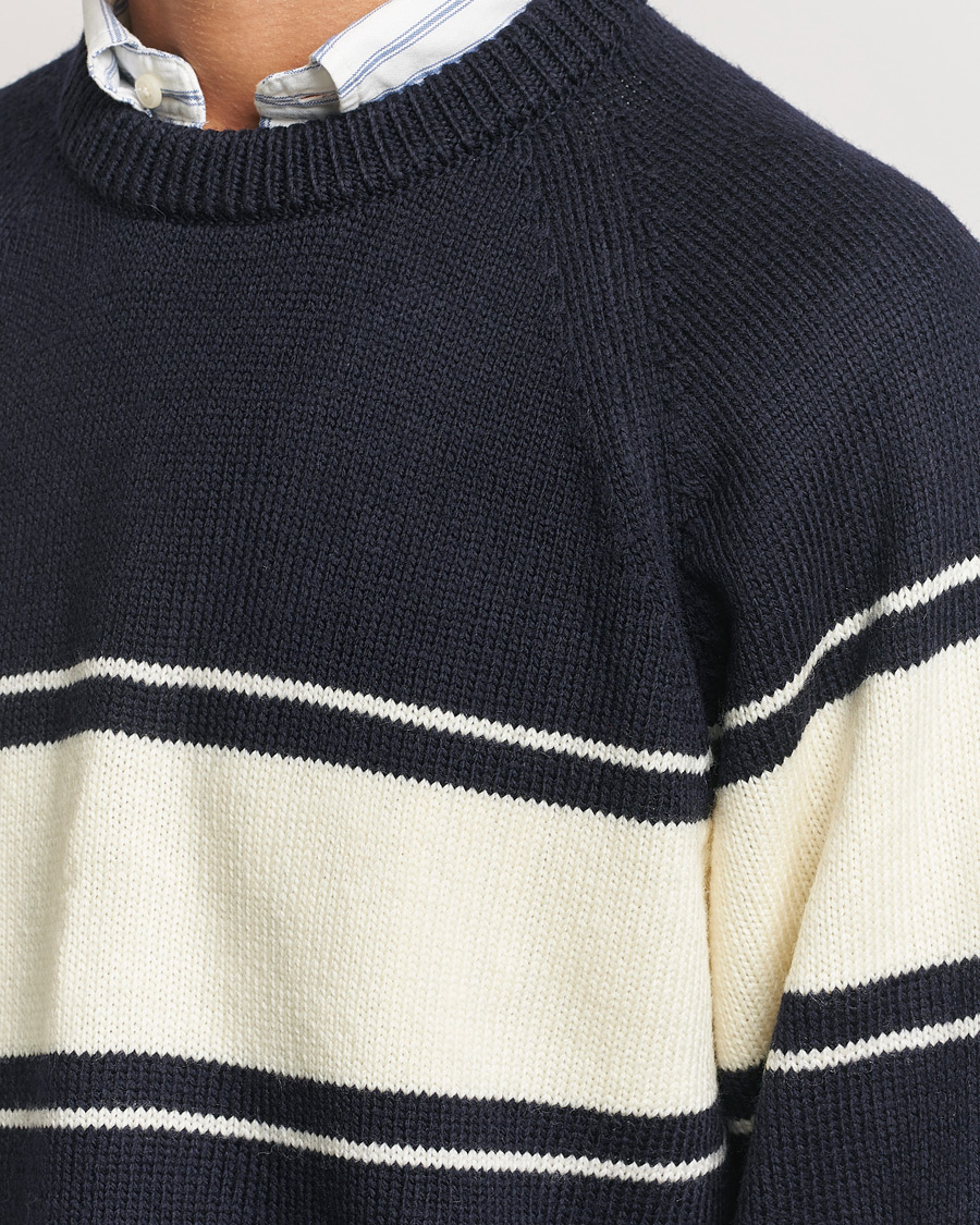 Herren | Pullover | GANT 240 Mulberry Street | Striped Wool Knitted Crew Neck Classic Blue