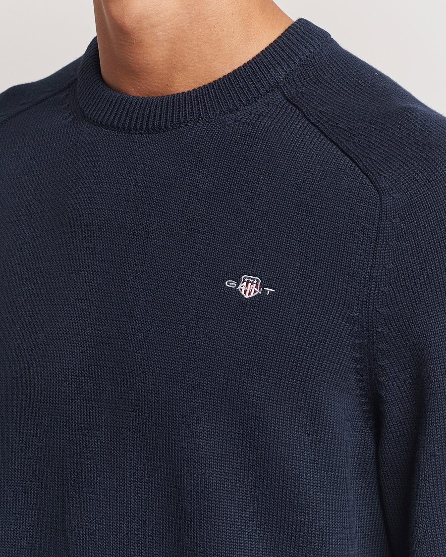 Herren | Pullover | GANT | Casual Cotton Saddle C-neck Evening Blue