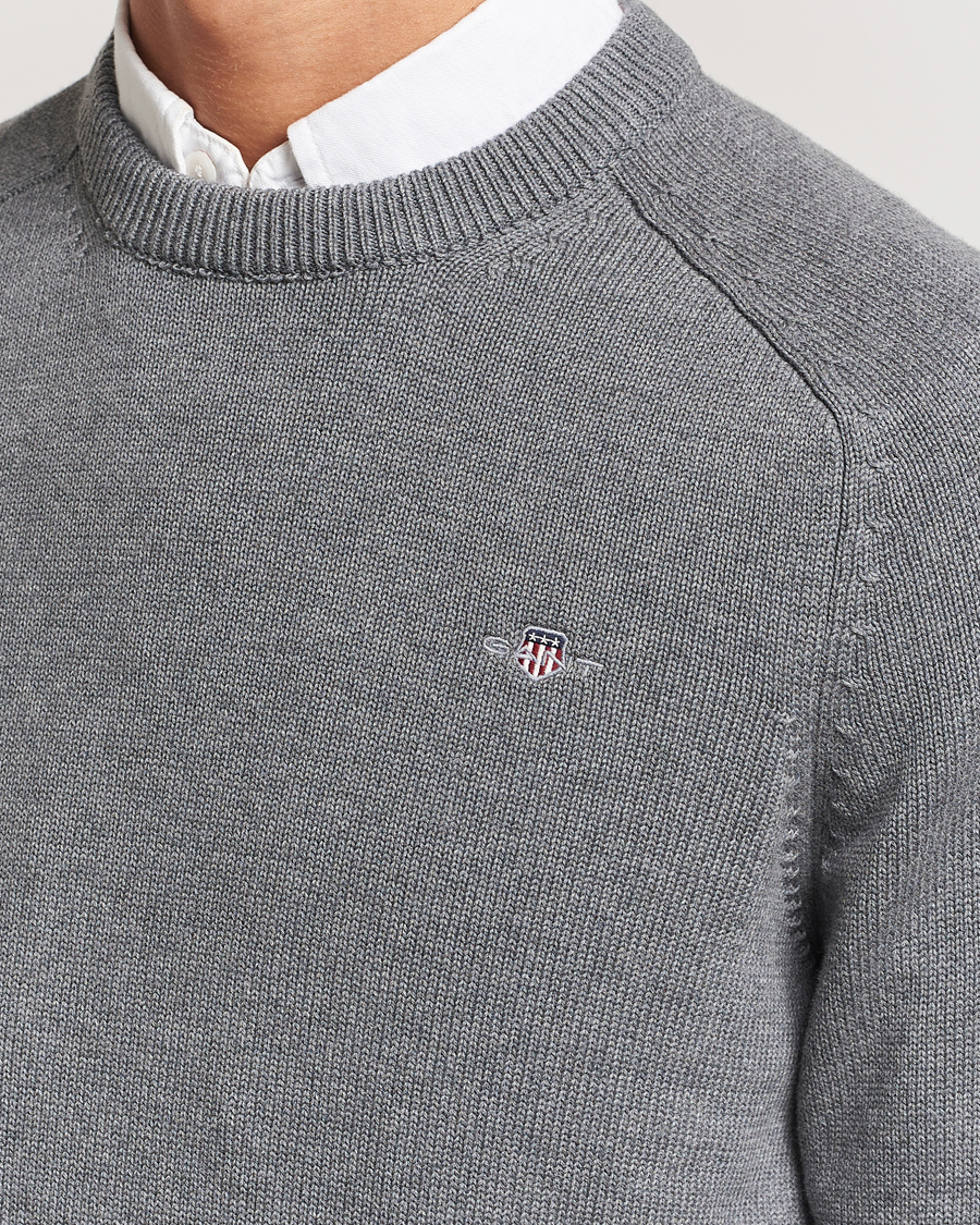 Herren | Pullover | GANT | Casual Cotton Saddle C-neck Dark Grey Melange
