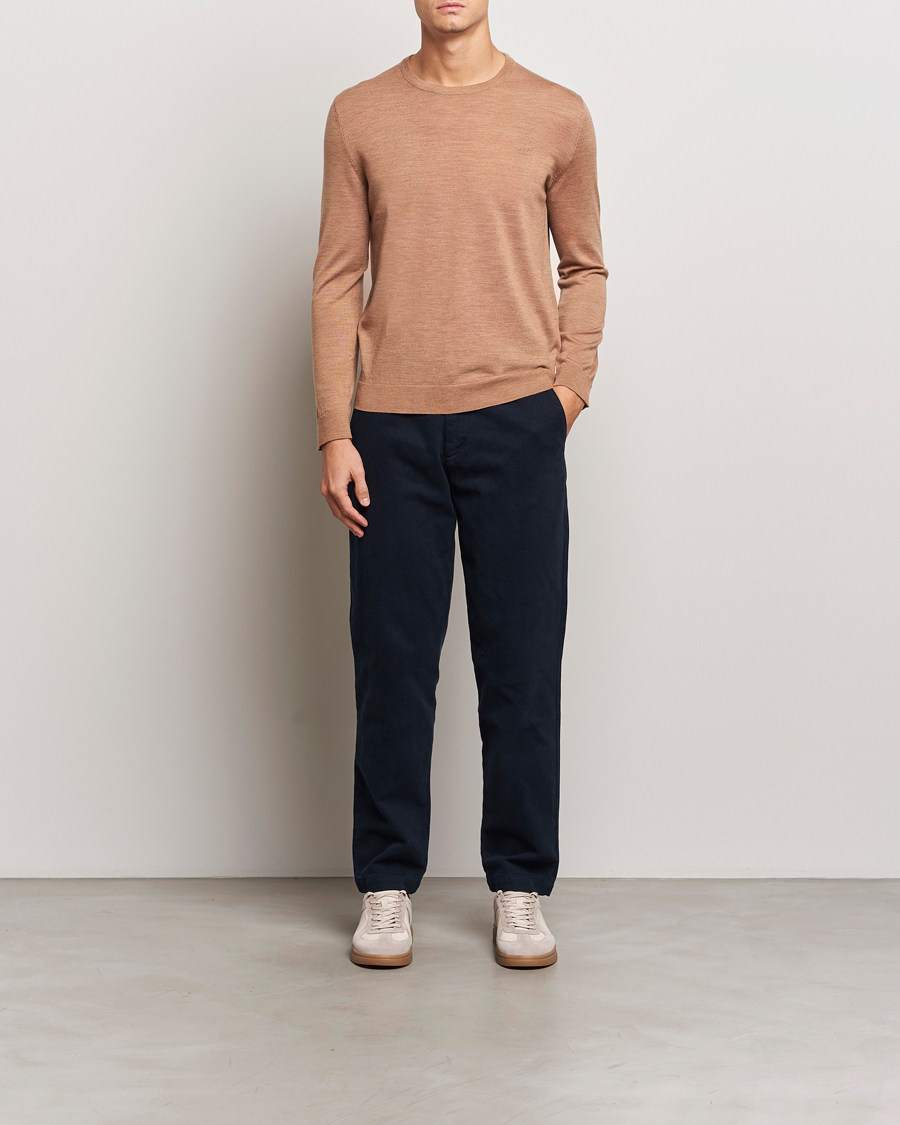 Herren | Pullover | GANT | Extrafine Merino Wool C-Neck Dk Sand Melange