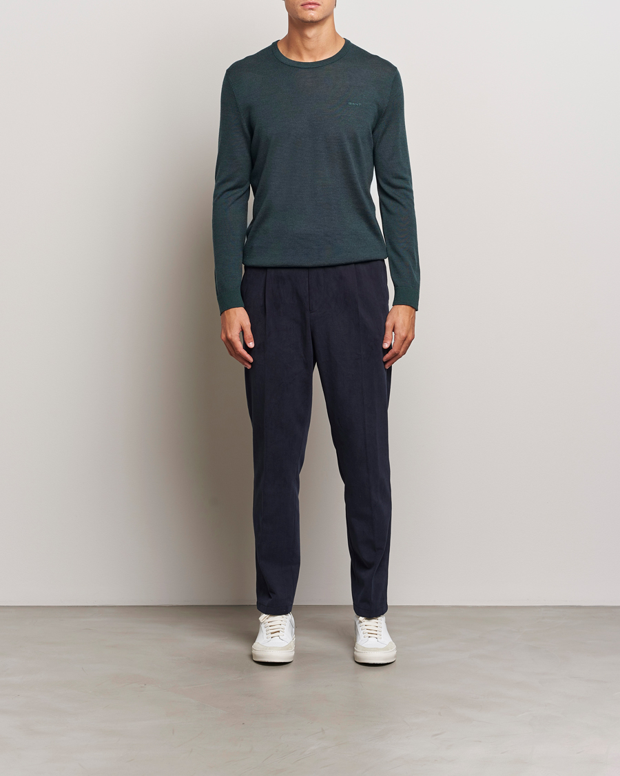 Herren | Pullover | GANT | Extrafine Merino Wool C-Neck Tartan Green