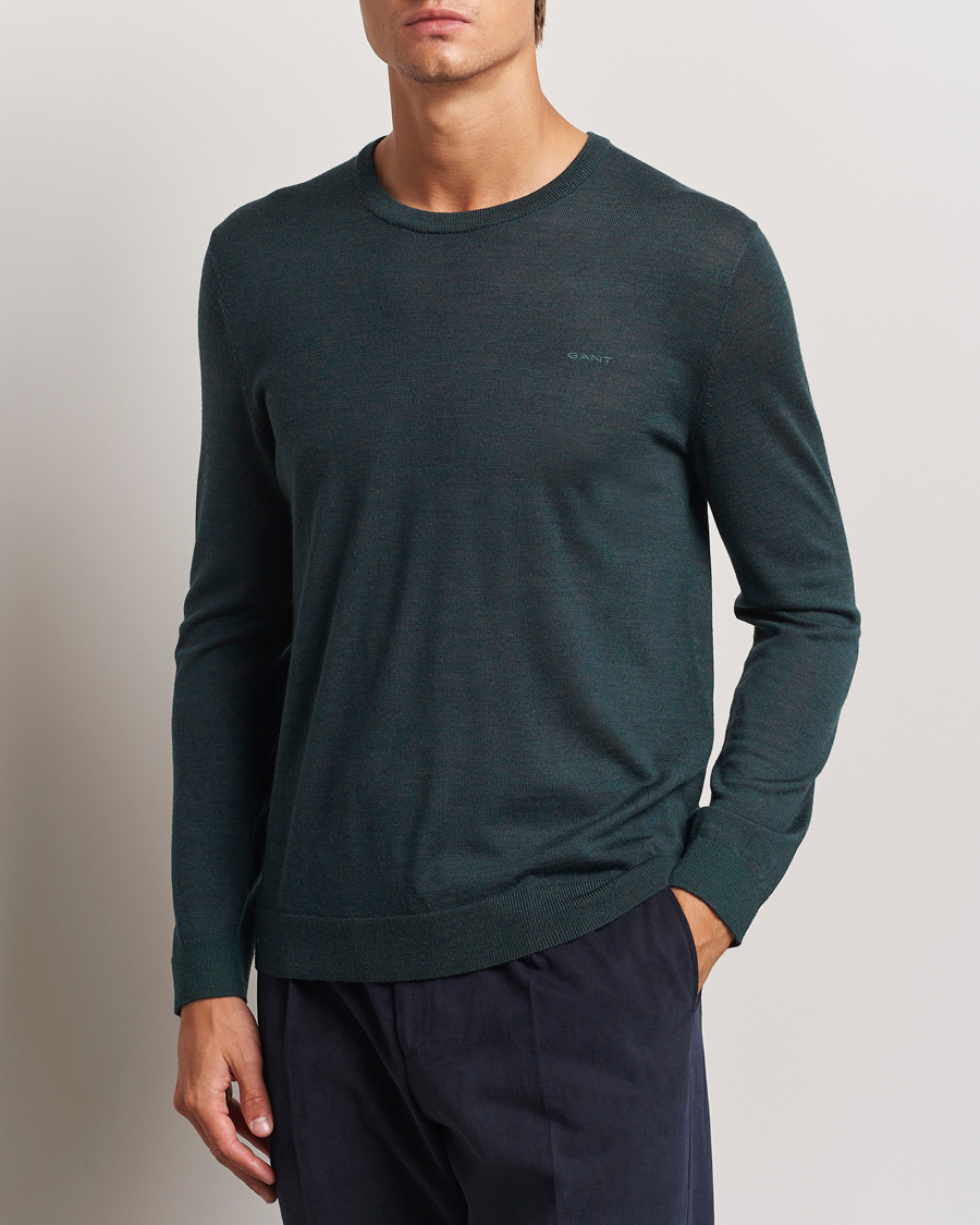 Herren | Pullover | GANT | Extrafine Merino Wool C-Neck Tartan Green