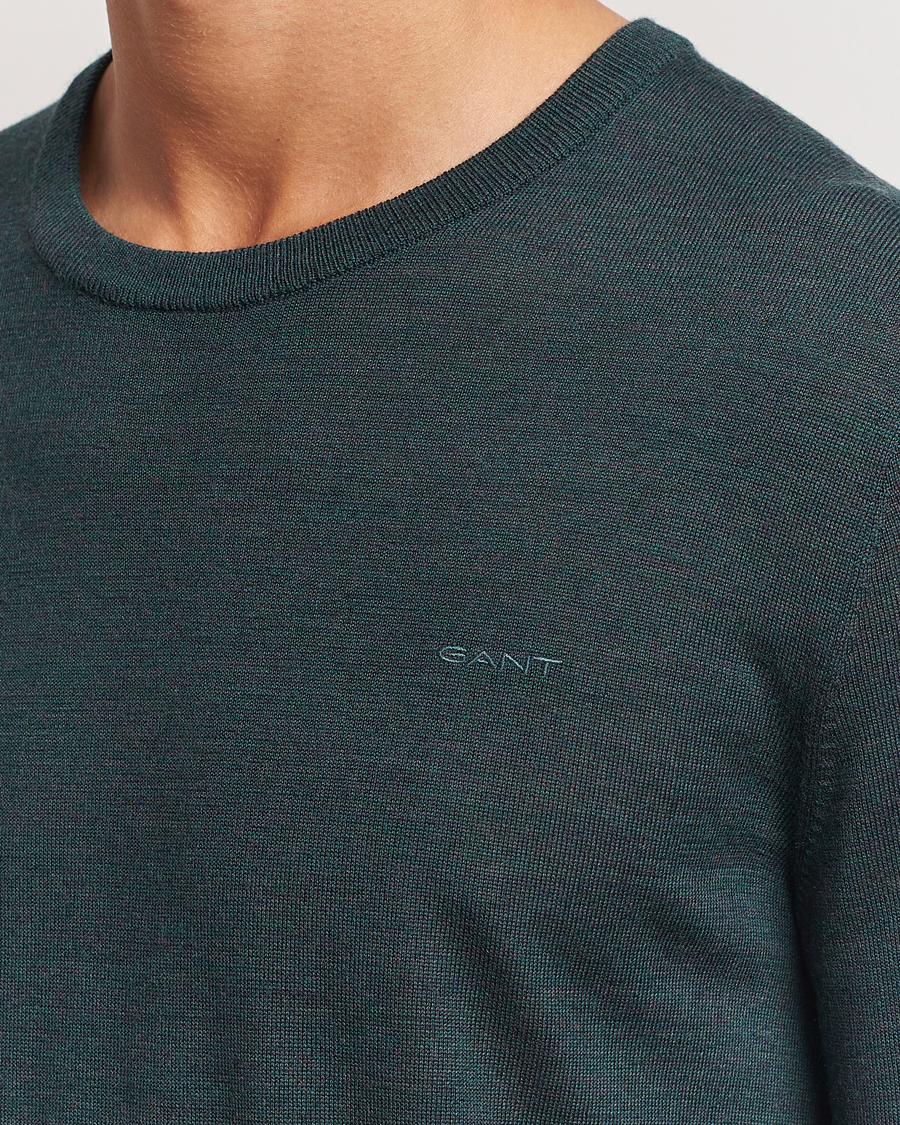 Herren | Pullover | GANT | Extrafine Merino Wool C-Neck Tartan Green