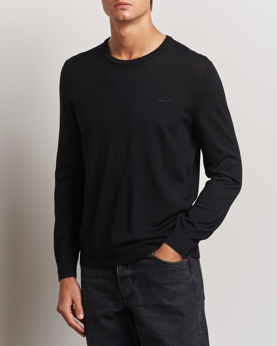 Herren | Pullover | GANT | Extrafine Merino Wool C-Neck Black