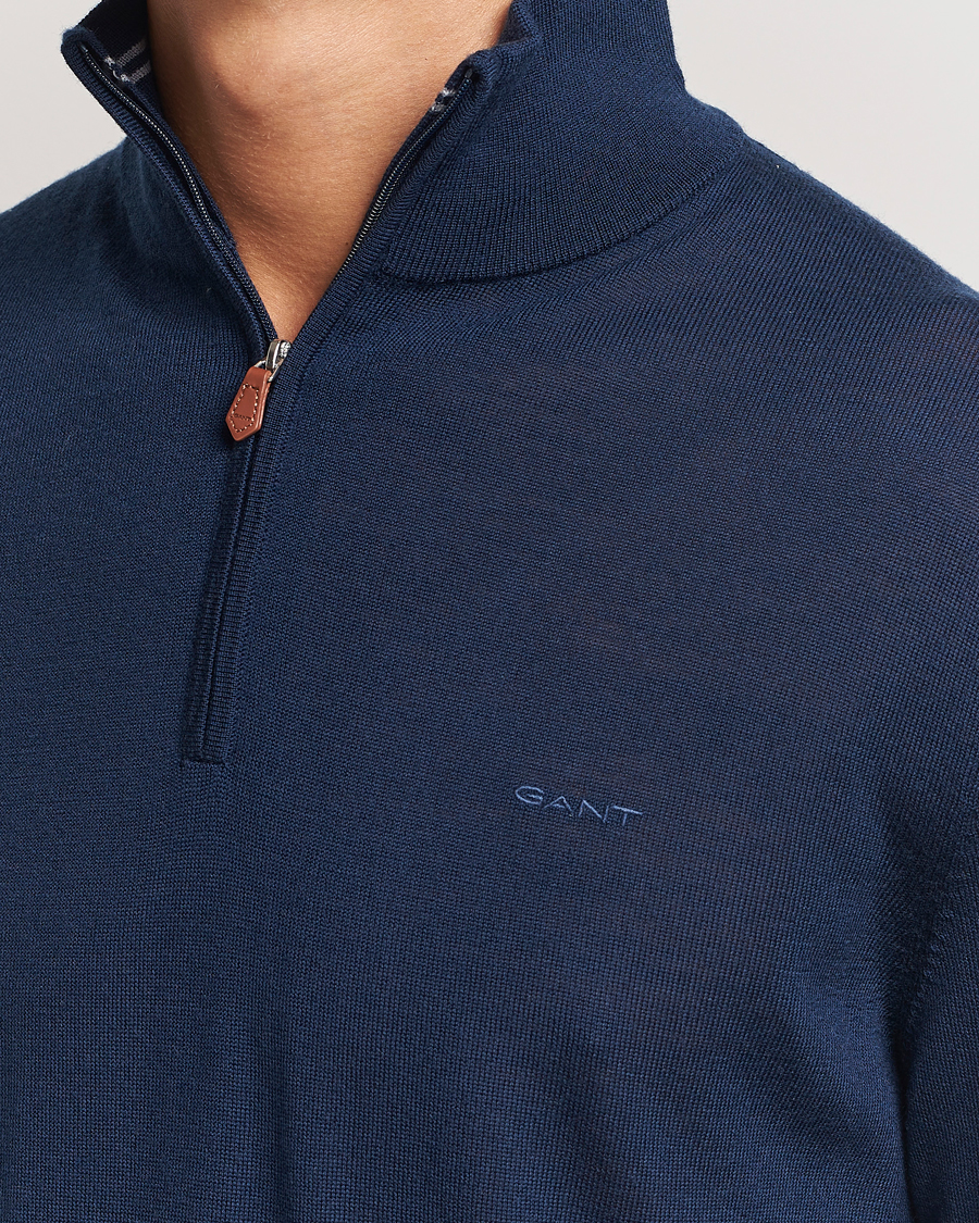 Herren | Pullover | GANT | Extrafine Merino Wool Half Zip Marine