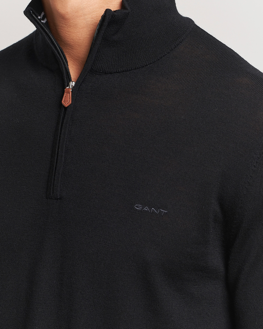 Herren | Pullover | GANT | Extrafine Merino Wool Half Zip Black