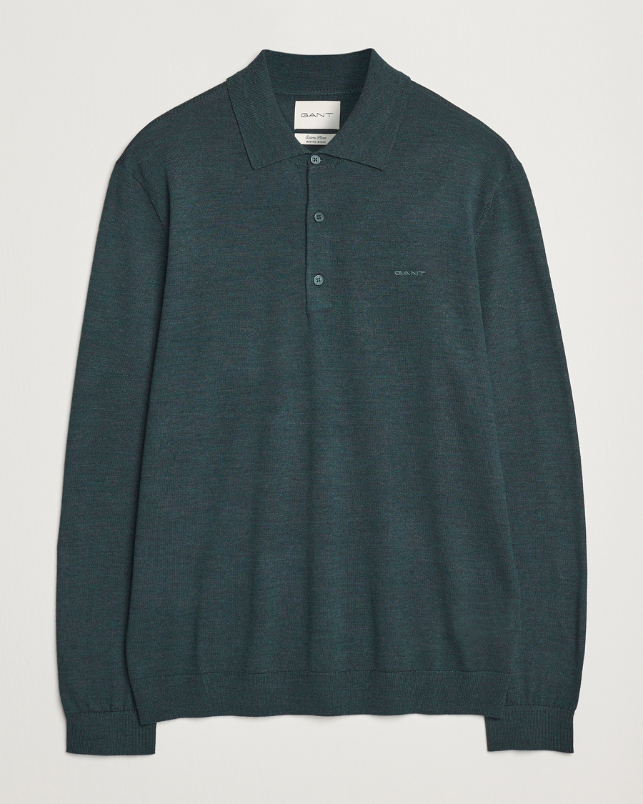 Herren | Pullover | GANT | Extrafine Merino Wool Polo Tartan Green
