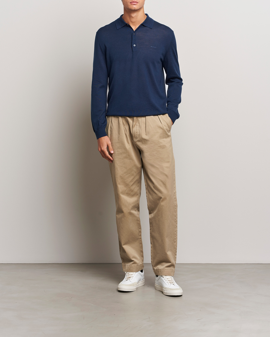 Herren | Pullover | GANT | Extrafine Merino Wool Polo Marine