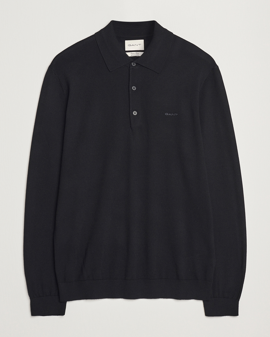 Herren | Pullover | GANT | Extrafine Merino Wool Polo Black