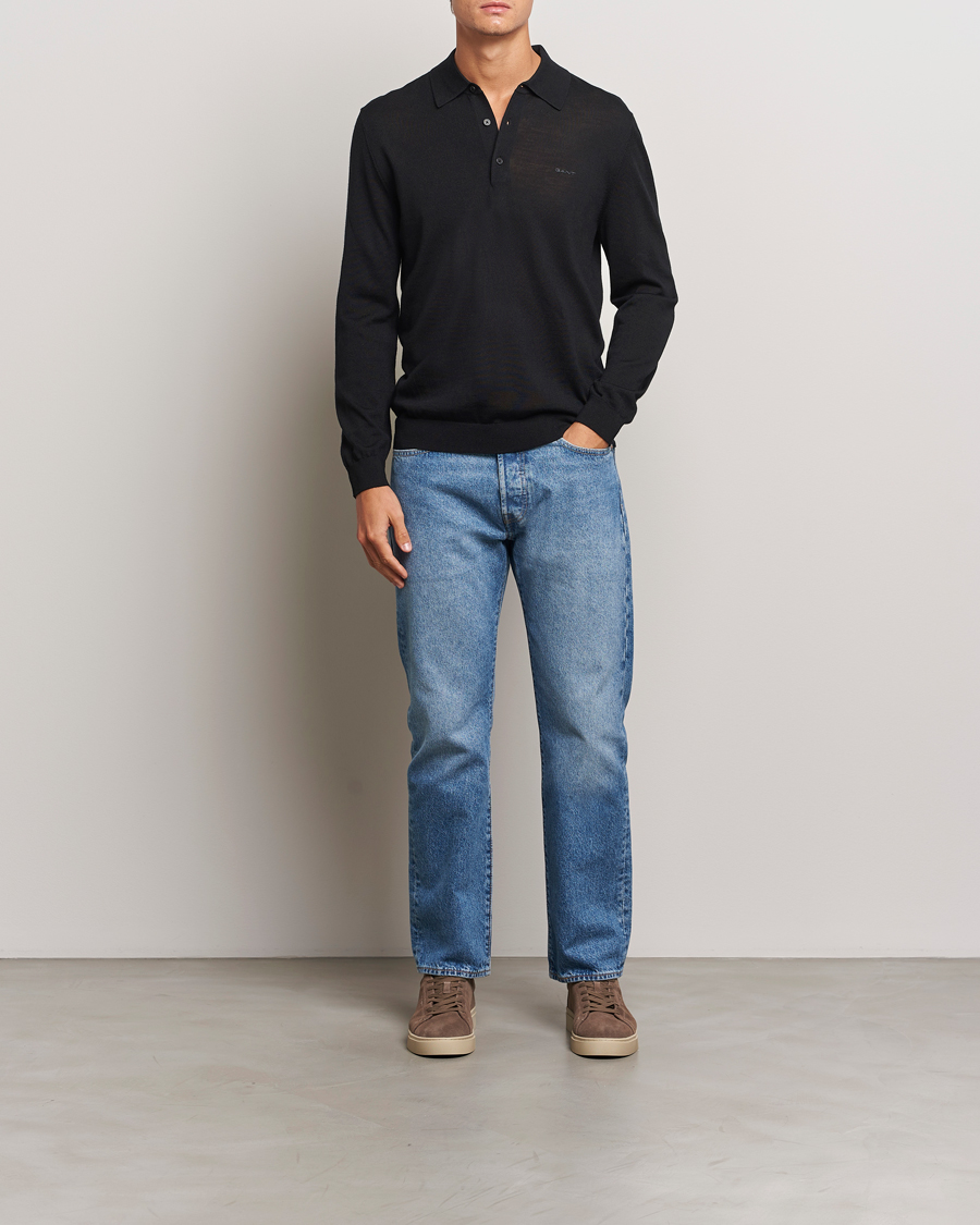 Herren | Pullover | GANT | Extrafine Merino Wool Polo Black