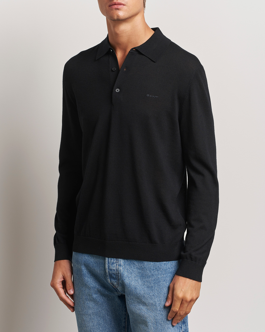 Herren | Pullover | GANT | Extrafine Merino Wool Polo Black