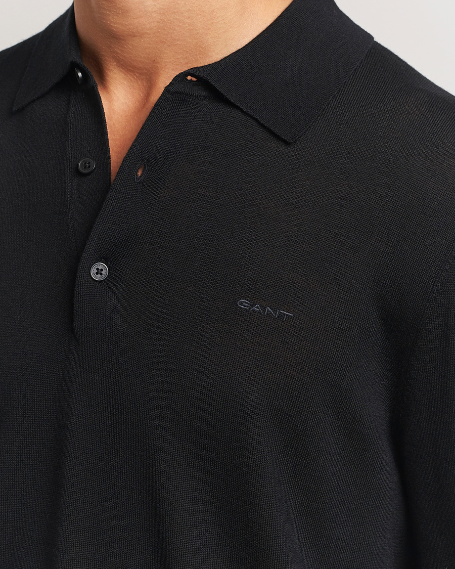 Herren | Pullover | GANT | Extrafine Merino Wool Polo Black