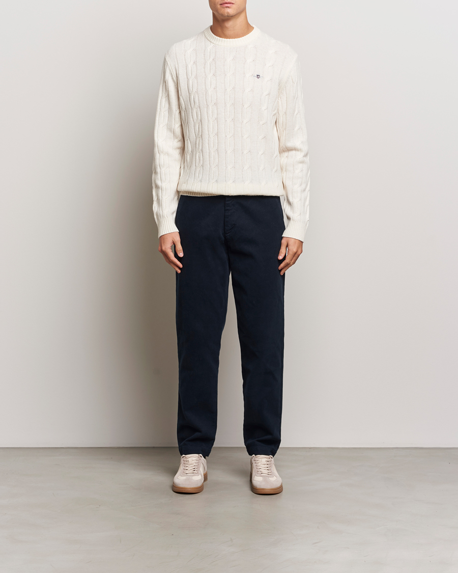 Herren | Pullover | GANT | Lambswool Cable C-Neck Cream