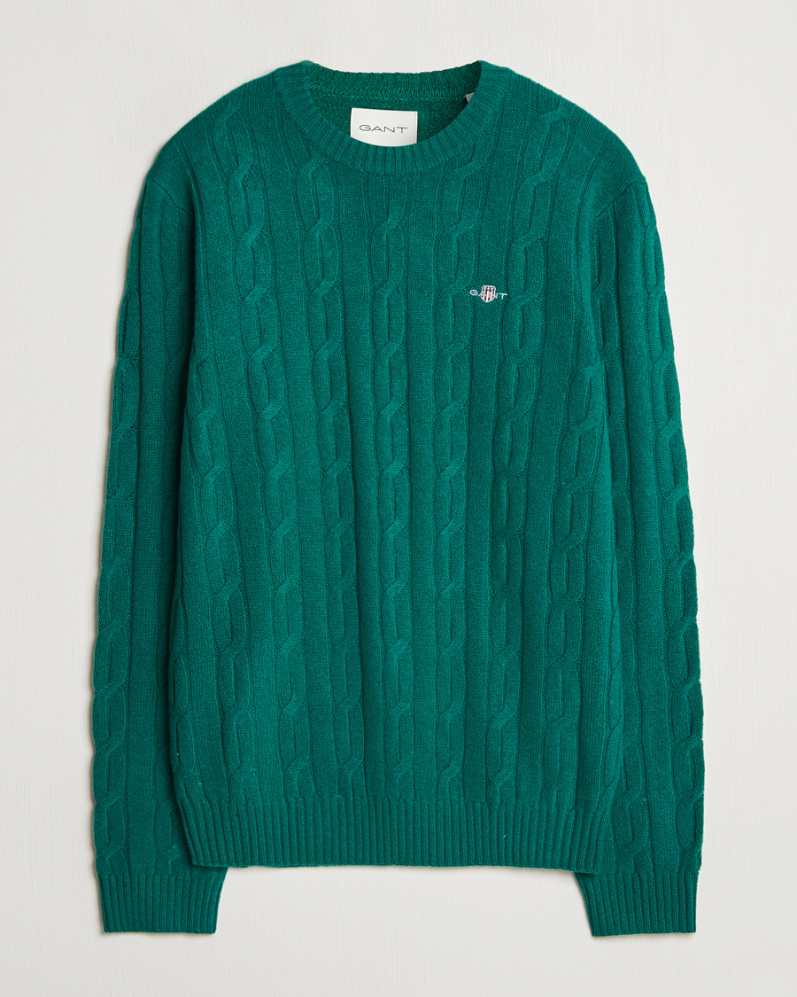 Herren | Pullover | GANT | Lambswool Cable C-Neck Deep Forest Green