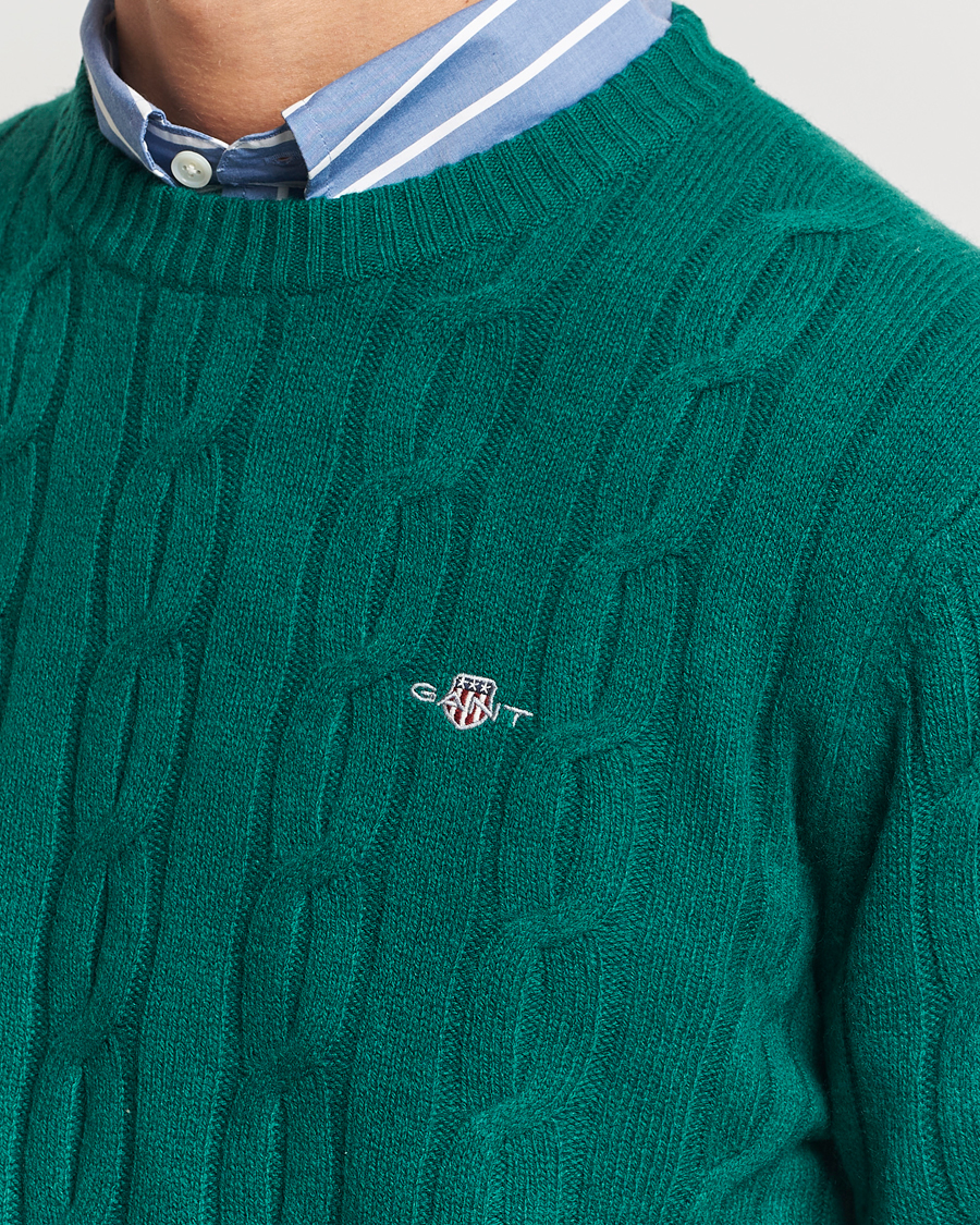 Herren | Pullover | GANT | Lambswool Cable C-Neck Deep Forest Green