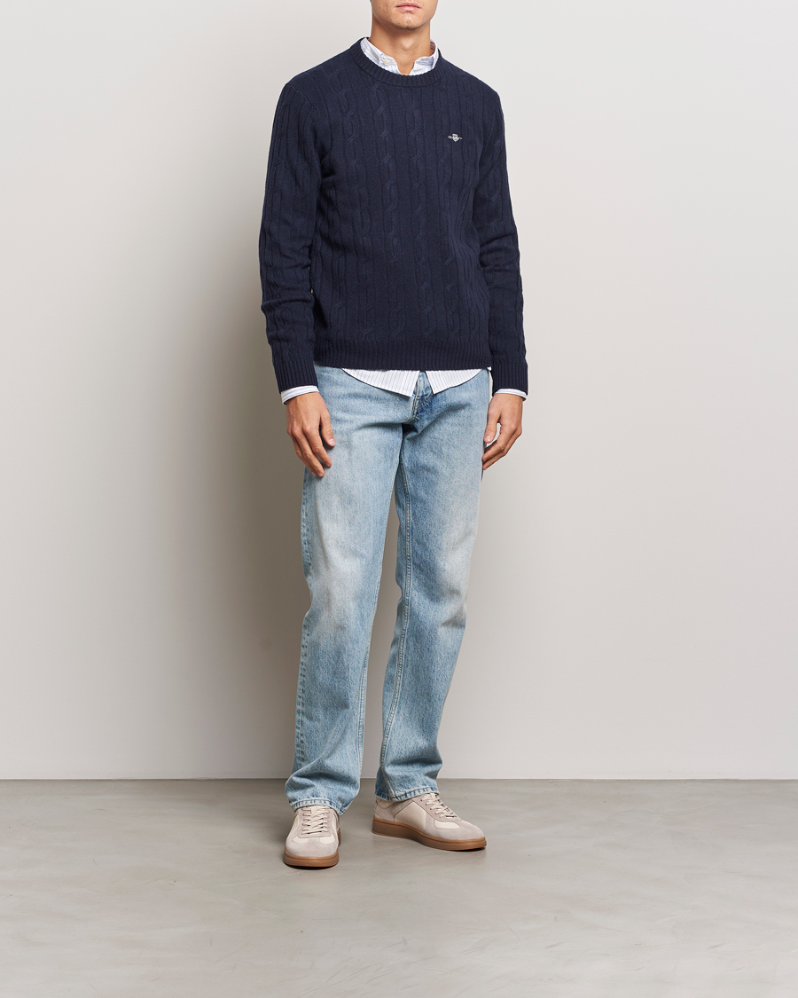 Herren | Pullover | GANT | Lambswool Cable C-Neck Evening Blue