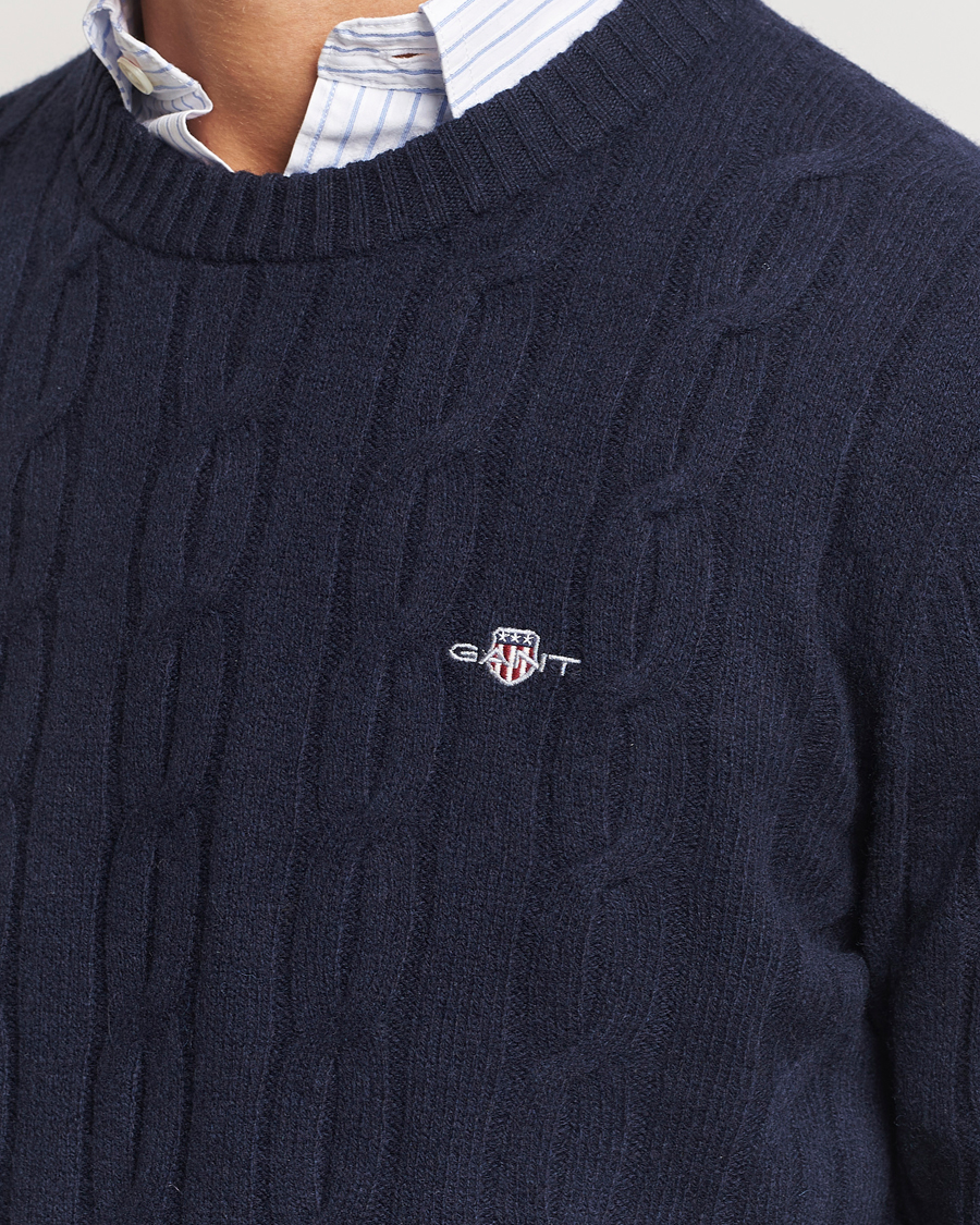 Herren | Pullover | GANT | Lambswool Cable C-Neck Evening Blue