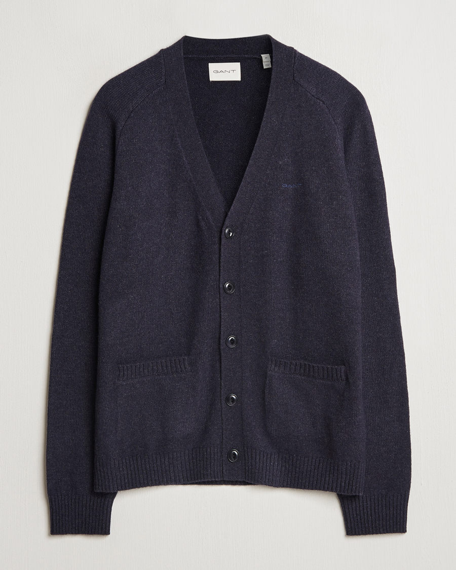 Herren | Pullover | GANT | Wool Blend Cardigan Dark Navy Melange