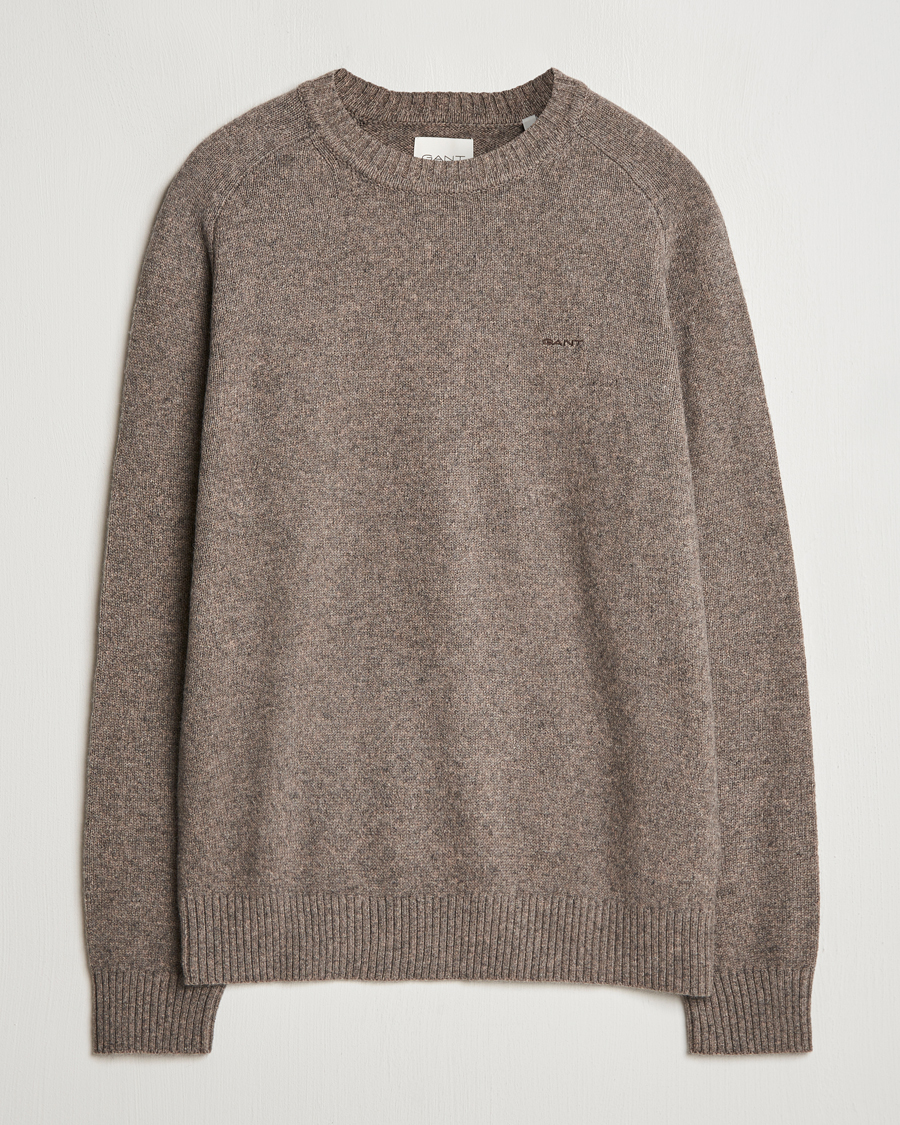 Herren | Pullover | GANT | Wool Blend C-Neck Dark Hazelnut Melange