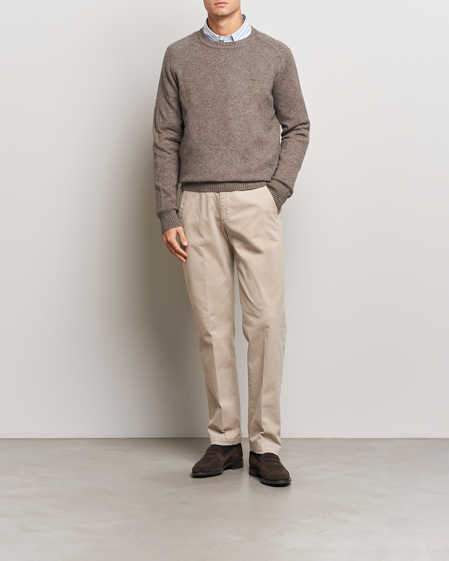 Herren | Pullover | GANT | Wool Blend C-Neck Dark Hazelnut Melange